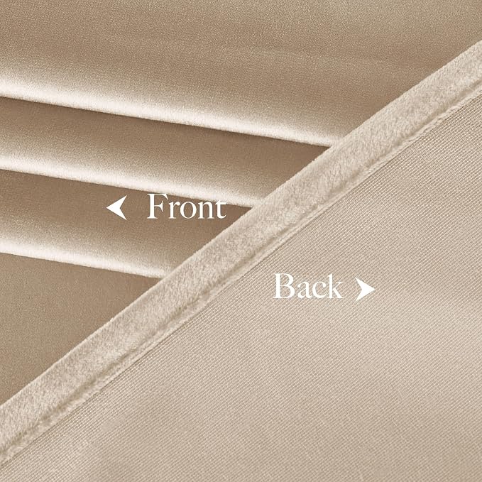 NICETOWN Beige Velvet Curtains 144" Length - Image 8