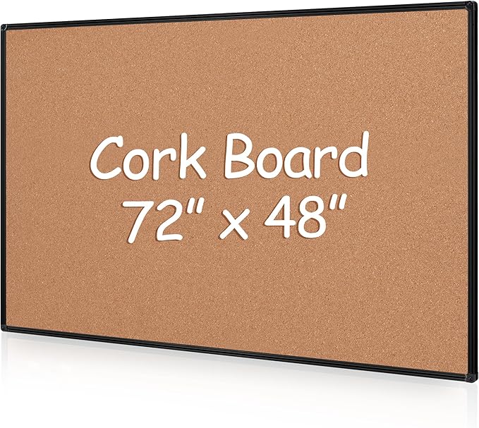 Extra Large Cork Bulletin Board 72" X 48", Wall Mounted Notice Pin Board by Justdowhatyouwanttodo
