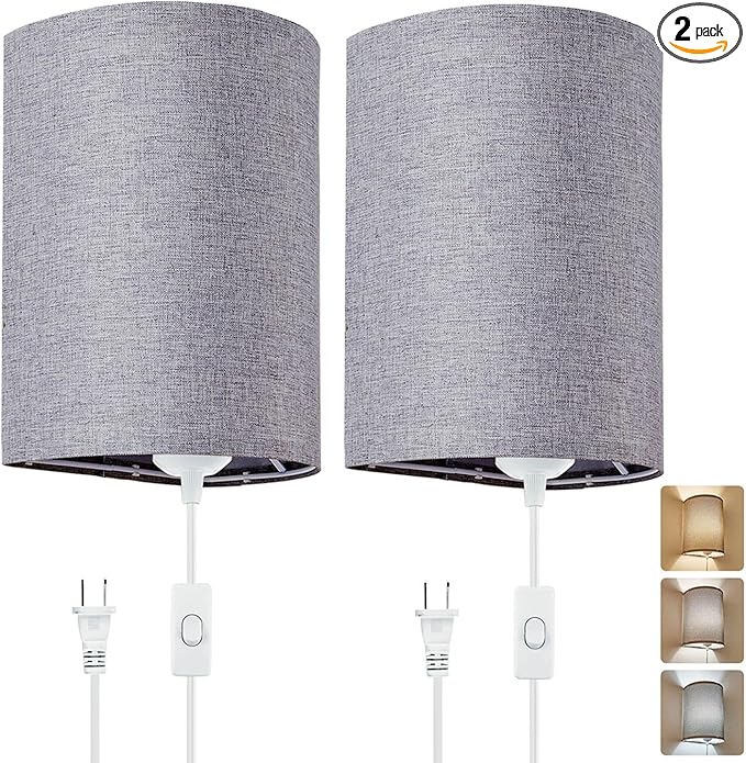 Wall Sconces Set of 2, Plug in Wall Sconces by XIEYOR