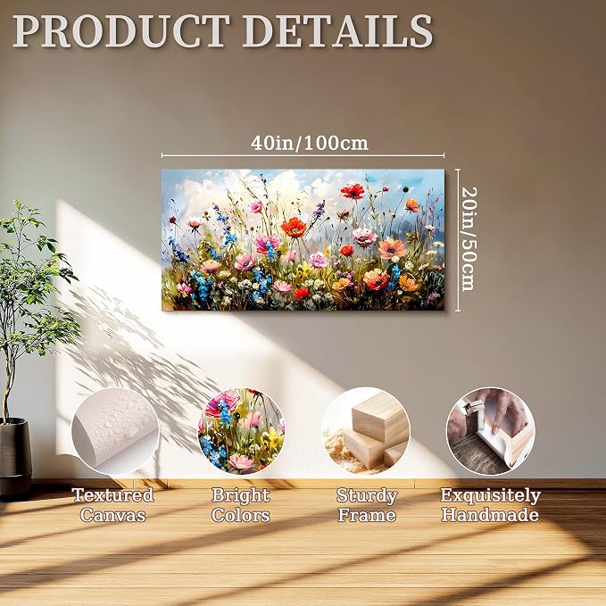 SERIMINO Large Wall Art for Living Room Canvas Prints, Farmhouse Nature Floral - Image 5