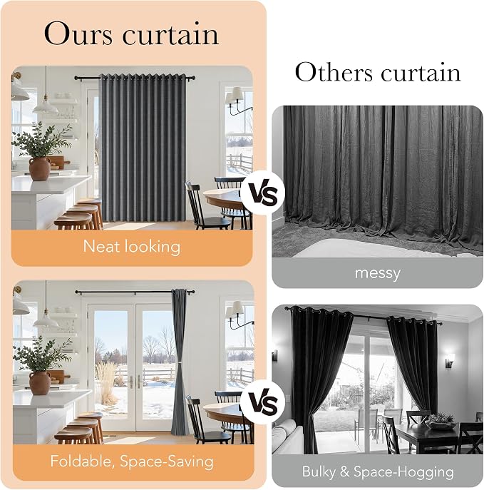 RYB HOME Accordion Style Room Divider Curtain-100% Blackout Folding Accordion - Image 6