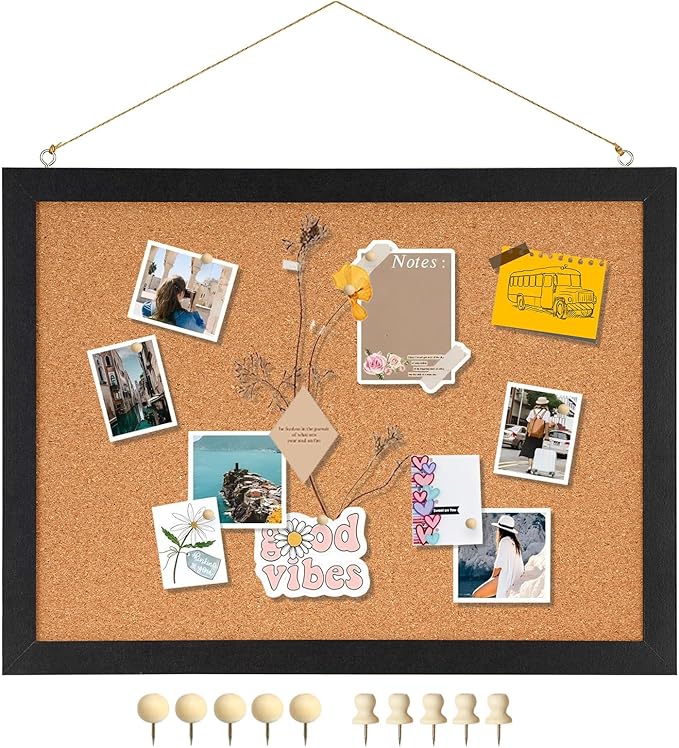 DOLLAR BOSS Cork Bulletin Board 1-Pack 16''X 12'' Double-Sided Cork Boards by DOLLARBOSS