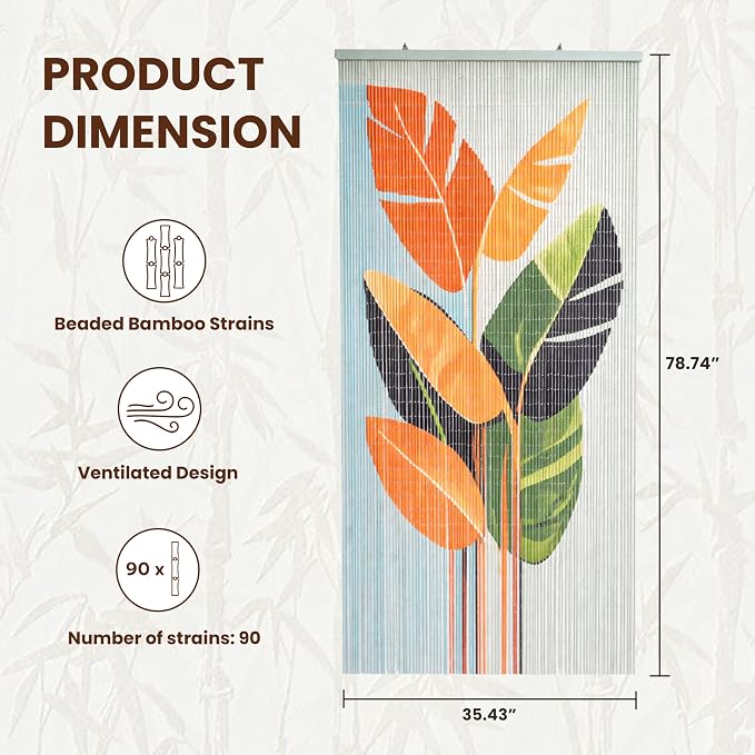 Vietbud Décor Tropical Leaves Beaded Curtains - Image 2