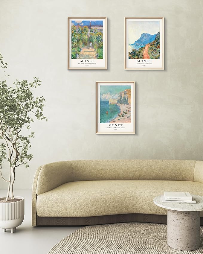 HesenDot Framed Claude Monet Wall Art 3 Piece, 12x16in High Framed Design - Image 6