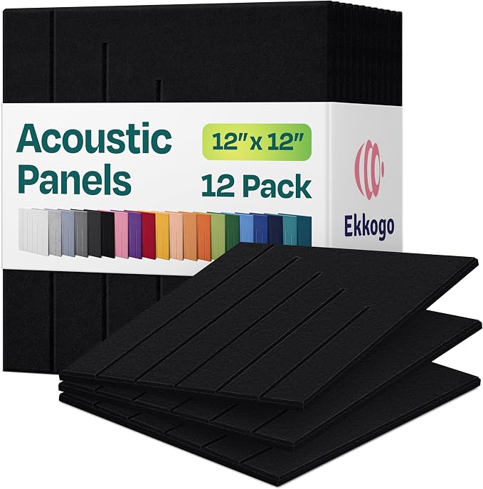 Acoustic Panels 12-Pack Soundproof Wall Panels 12"x12"x0.4" Decorative Sound by EkkogoAcousticPanels