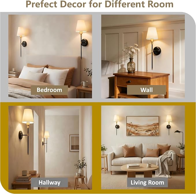 DORESshop Battery Operated Wall Sconce Set of 2, Wireless Wall Light Easy to - Image 3