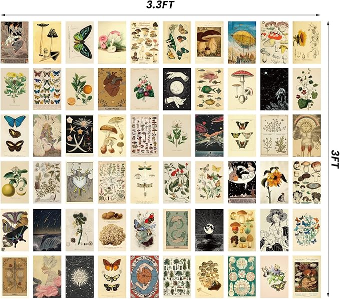 Containlol 60 Pcs Vintage Wall Collage Kit Maximalist Paintings Art Prints - Image 3