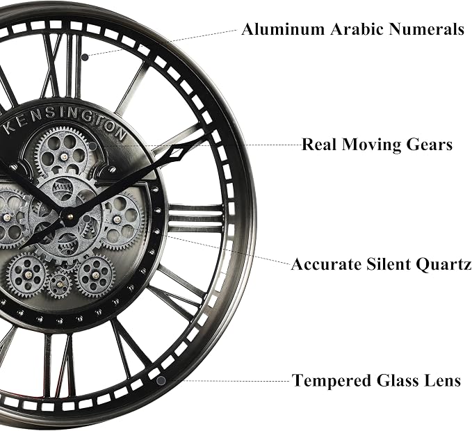 CLXEAST 21 Inch Modern Moving Gears Wall Clock - Image 2