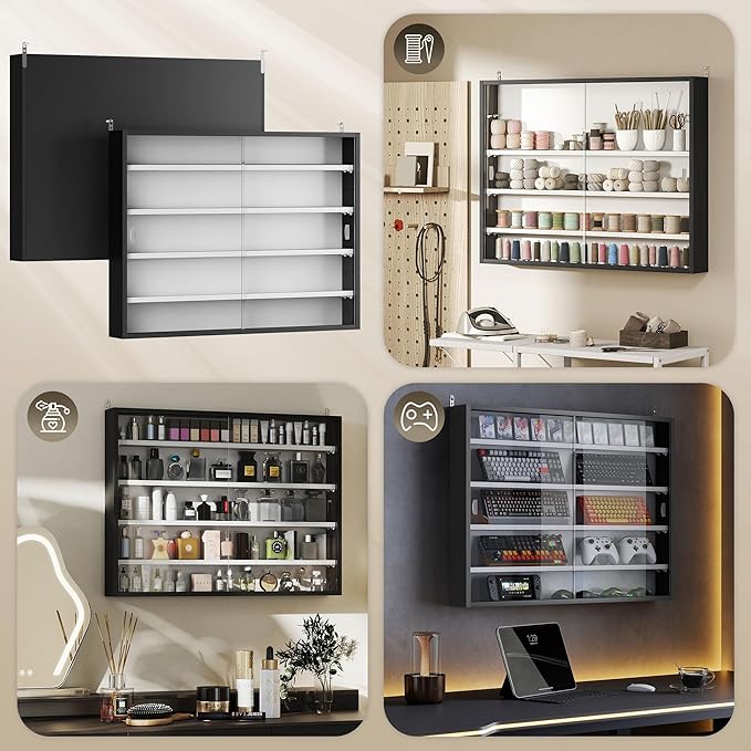 HOMCOM 5-Tier Display Cabinet, Glass Door Cabinet - Image 7