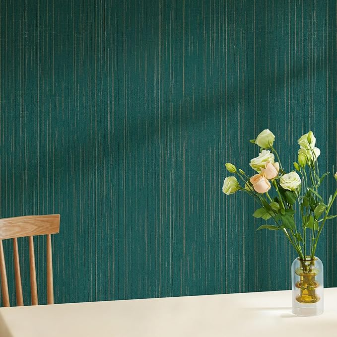 Teal Grasscloth Peel and Stick Wallpaper Texture Contact Paper 15.7" X 120" - Image 5