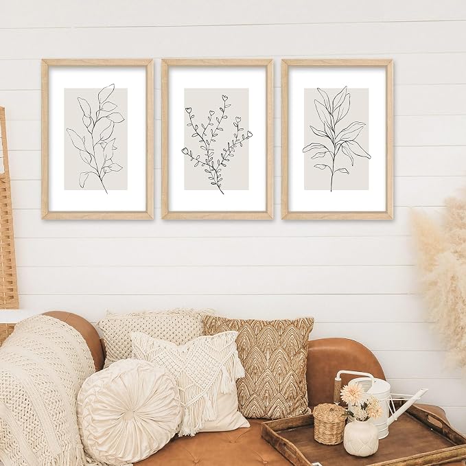 YWJKWLGS Neutral Botanical Prints Framed Wall Art Decor 11x16 Inch Set of 3 - Image 6
