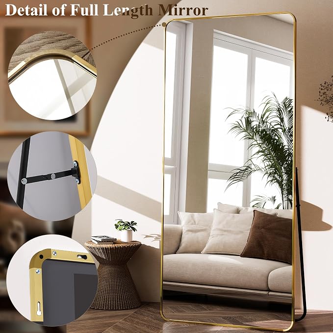 BEAUTYPEAK Gold Full Length Mirror, Suitable - Image 4