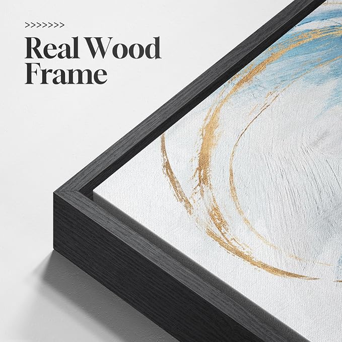 Extra Large Framed Navy Blue Abstract Canvas Wall Art - Image 5