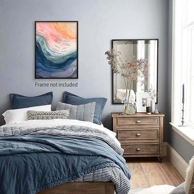 Mental Health Poster Inhale Exhale Meditation Wall Art Vintage Abstract - Image 5