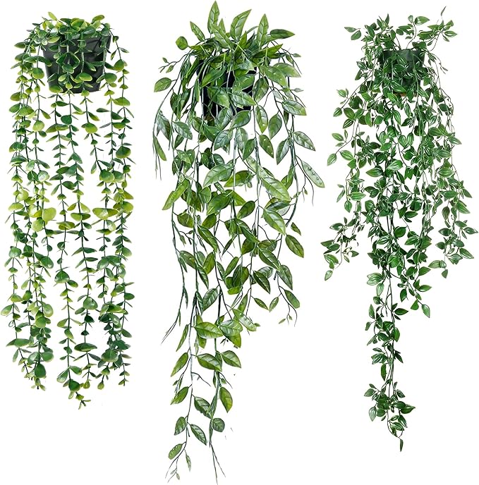 Sggvecsy Fake Hanging Plants 3 Pack Artificial Eucalyptus Fake Potted Greenery by Sggvecsy
