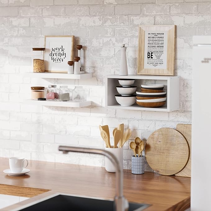 RICHER HOUSE White Floating Shelves Set of 3, Modern Bathroom Shelves Wall - Image 5