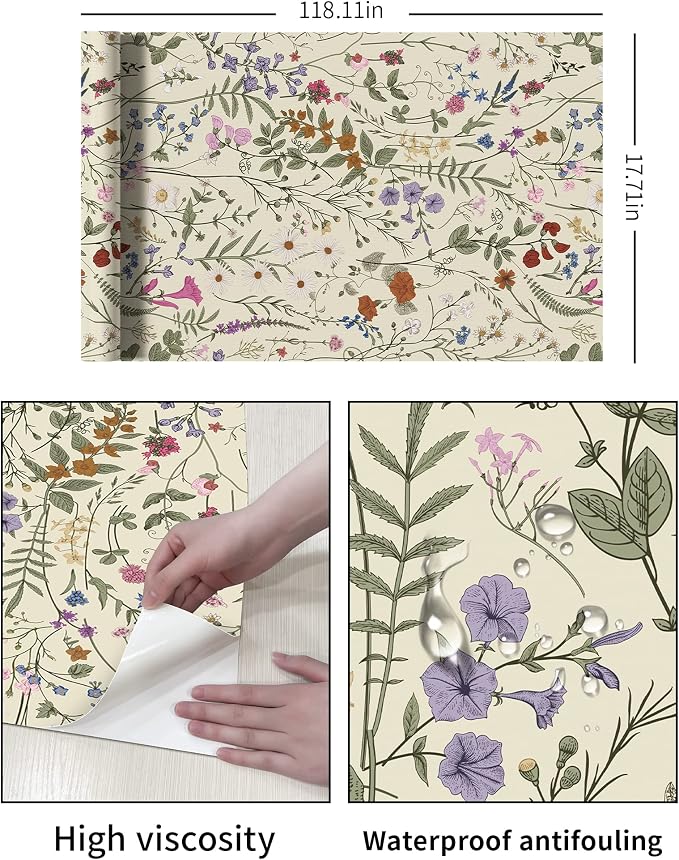 JiffDiff Floral Wallpaper Peel and Stick - Image 7