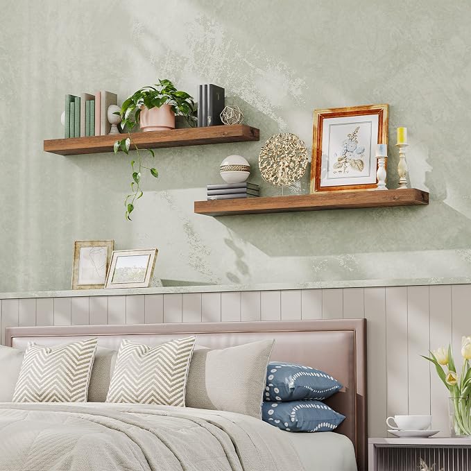 HOOBRO Floating Shelves for Wall, Wall Mounted Shelf Set of 2, 47.2" Hanging - Image 2
