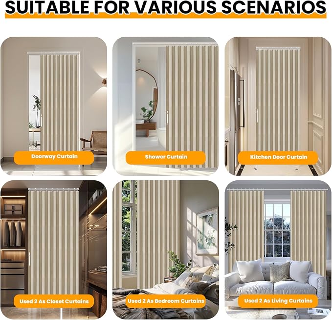 AJAZZ 100% Blackout Folding Door Accordion Door Closet Doors Curtain Invisible - Image 5