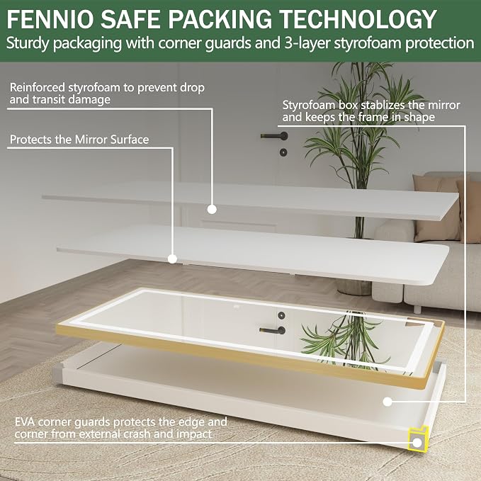 FENNIO Full Length Mirror with Lights, Free Standing Lighted Floor Mirror - Image 7