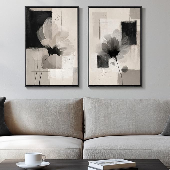 Framed Neutral Abstract Floral Wall Art by Cuspin