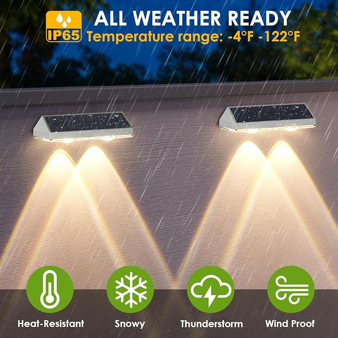LIANGLOME 2 Pack Solar Fence Lights - Image 4