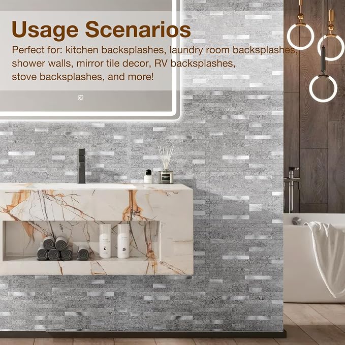 Peel and Stick Backsplash Tile Waterproof Removable PVC Wall Sticker 3D Faux - Image 7