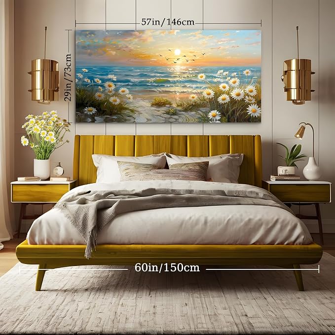 SERIMINO Large Canvas Wall Art Prints, Ocean Sunset Landscape Canvas Prints - Image 5