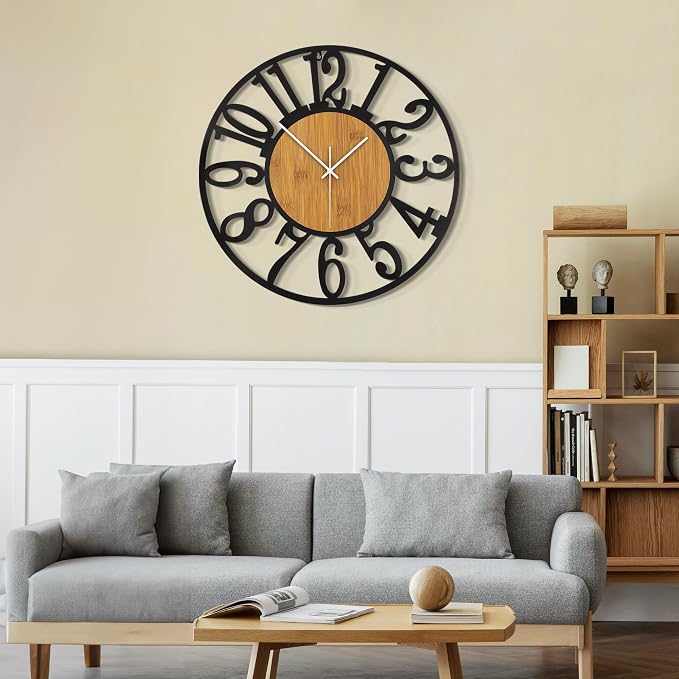 LEIKE Large Wall Clocks, Non Ticking, Battery Operated Rustic Round Modern Big - Image 7