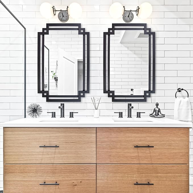 28" x 40" Black Wall Mirror for Decor, Large Bathroom Mirror - Image 4