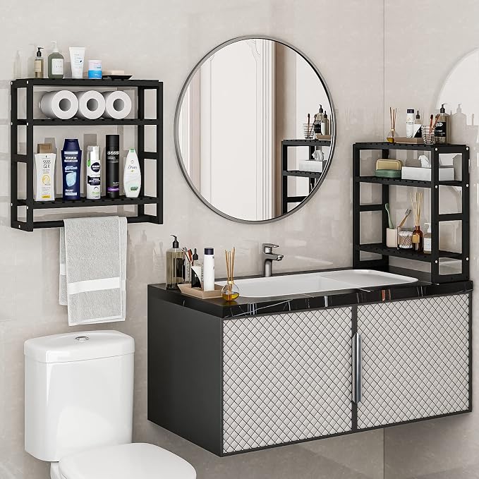 Galood Over The Toilet Storage Bathroom Shelves Wall Mounted 3 Tier Space Saver - Image 3