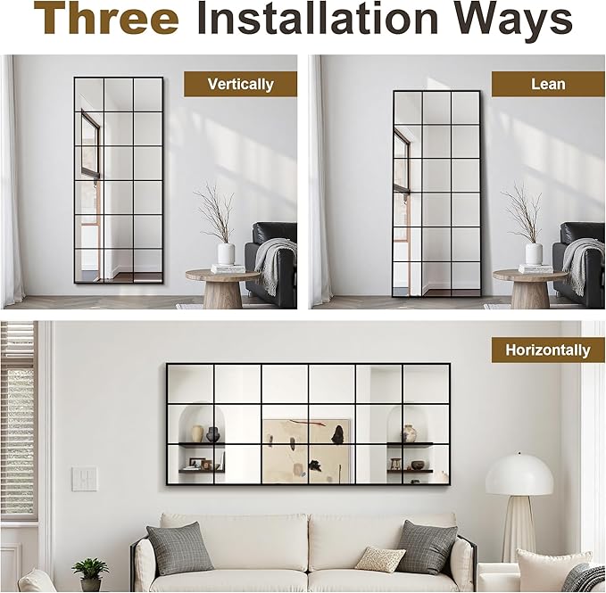 Window Mirrors for Wall Decor, Large Wall Mirrors Decorative Window Pane 30 x 70 - Image 4