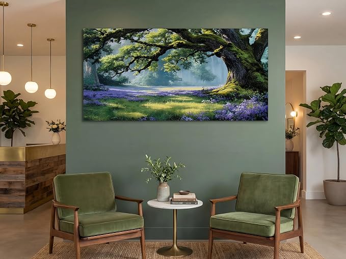 Ardemy Giant Tree Forest Canvas Wall Art 40"x20" Picture – Sunlit Landscape - Image 2