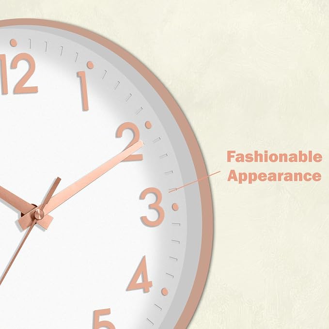 Mosewa Wall Clock 12 Inch, Battery Operated Silent Non-Ticking Modern Analog - Image 9
