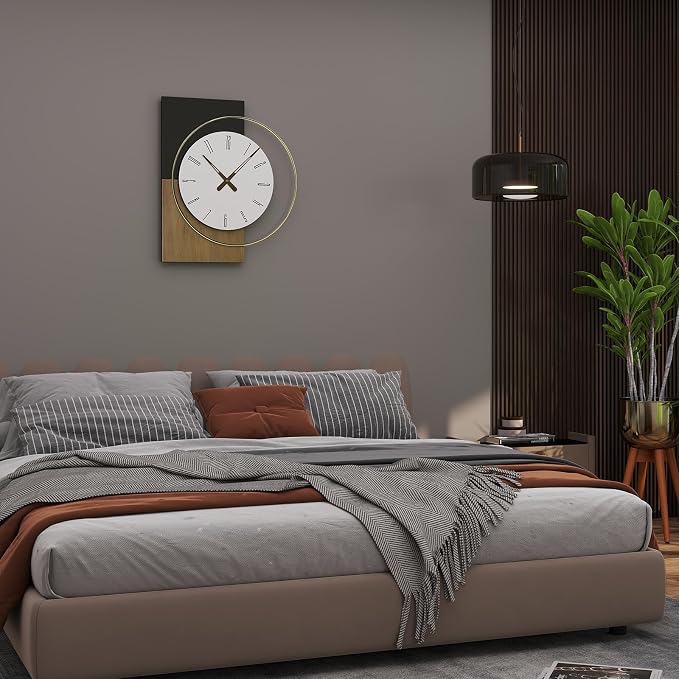 19x16 Inch Modern Silent Wall Clock Battery Operated, Wooden Farmhouse - Image 7