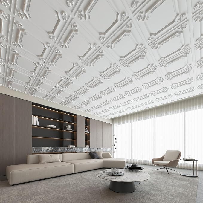 Art3d Drop Ceiling Tiles 24x24, Wainscoting Panels Glue Up 2x2, Cloud-White - Image 7