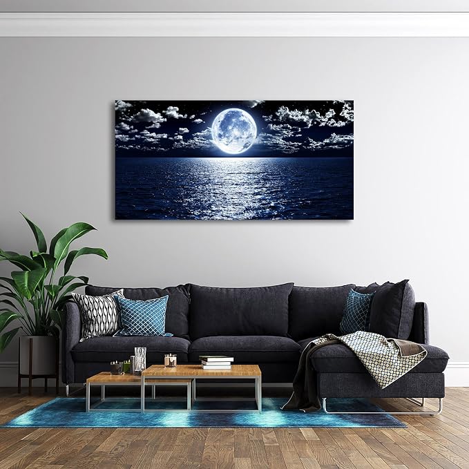 Cao Gen Decor Art S06950 Wall Art Canvas Prints Moon Sea Ocean Landscape 1 - Image 6
