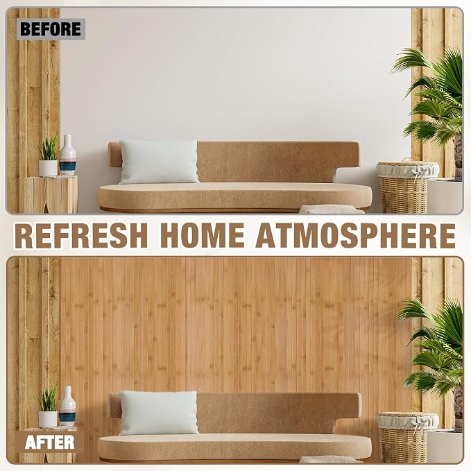 Natural Bamboo Wall Panel for Interior Wall Decor, Pole Wrap Wainscoting - Image 5