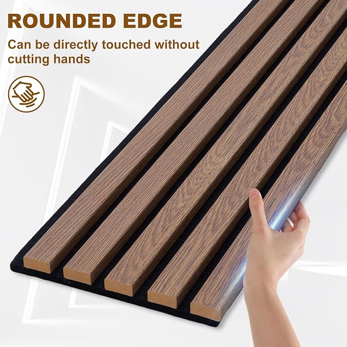 Wood Slat Acoustic Panels, 4 Pack 94.5"x7.9" 3D Wall Panels, Modern Fluted - Image 4