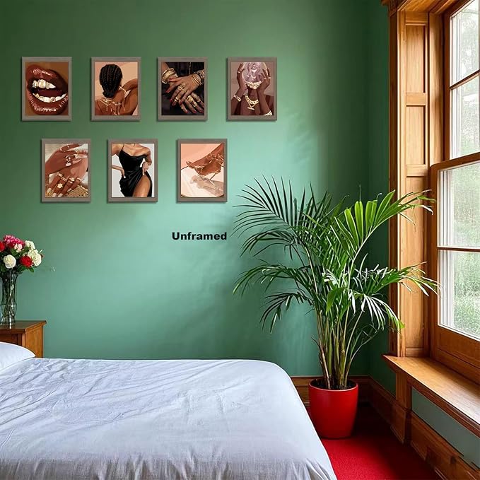 SEHSUVC Black Girl Posters Wall Art Set of 9, Abstract African American Woman - Image 8