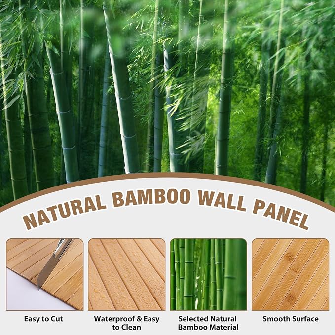 Natural Bamboo Wall Panel for Interior Wall Decor, Pole Wrap Wainscoting - Image 3
