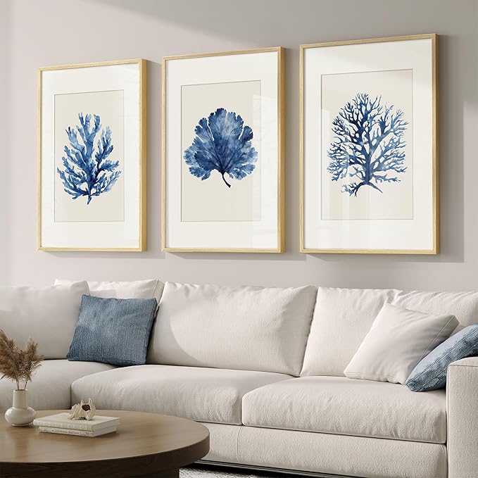 Framed Coastal Coral Watercolor Wall Art by Cuspin