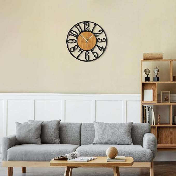 LEIKE Large Wall Clocks, Non Ticking, Battery Operated Rustic Round Modern Big - Image 7