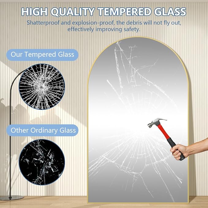Large Mirror Full Length 76"X44", Oversized Arched Floor Mirror - Image 8