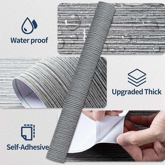 Grasscloth Textured Wallpaper Dark Gray Linen Thick 24" X 394" Fabric Contact - Image 5