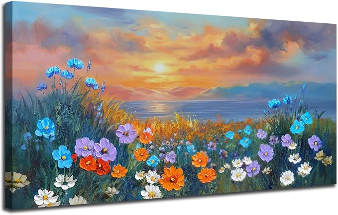 Ardemy Landscape Wall Art for Living Room Sunset Flower Large 40"x20", Canvas by Ardemy