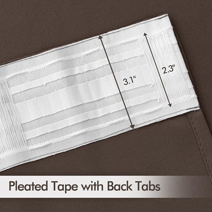 MIULEE Chocolate Brown Back Tab Blackout Curtains 120 Inch Long 2 Panels Set - Image 4