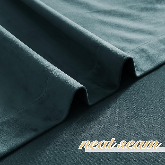 NICETOWN Greyish Blue Velvet Curtains 52" x 63", 2 Panels - Image 6
