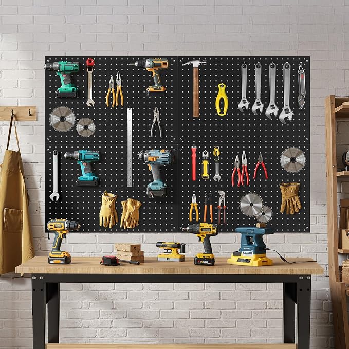 Peg Board, 4 Pack Metal Pegboard Panels Black Pegboards Wall Organizer - Image 9