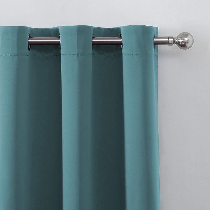 LEMOMO Sea Teal Thermal Blackout Curtains/52 x 63 Inch/Set of 2 Panels Room - Image 7